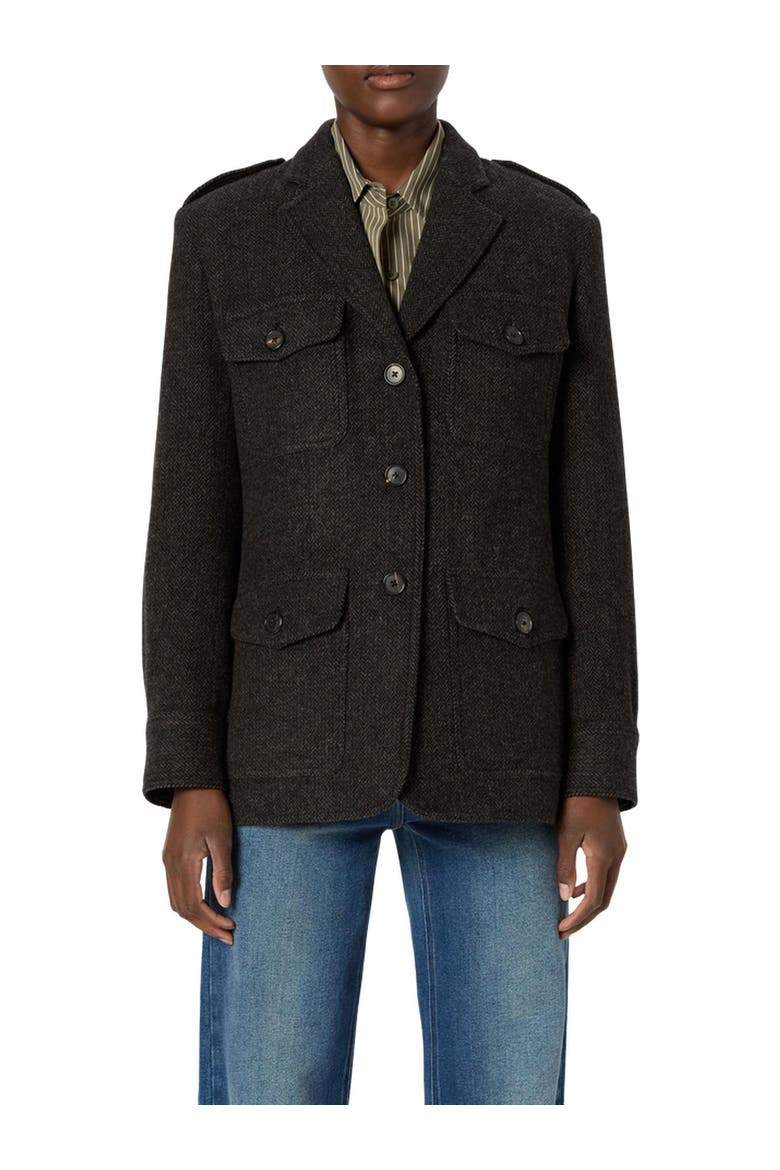Nadira Herringbone Jacket, Alternate, color, Charcoal