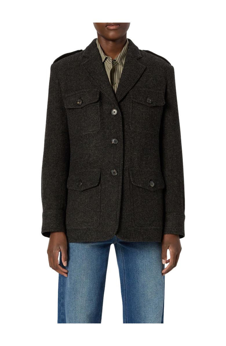 GERARD DAREL Nadira Herringbone Jacket, Alternate, color, Charcoal