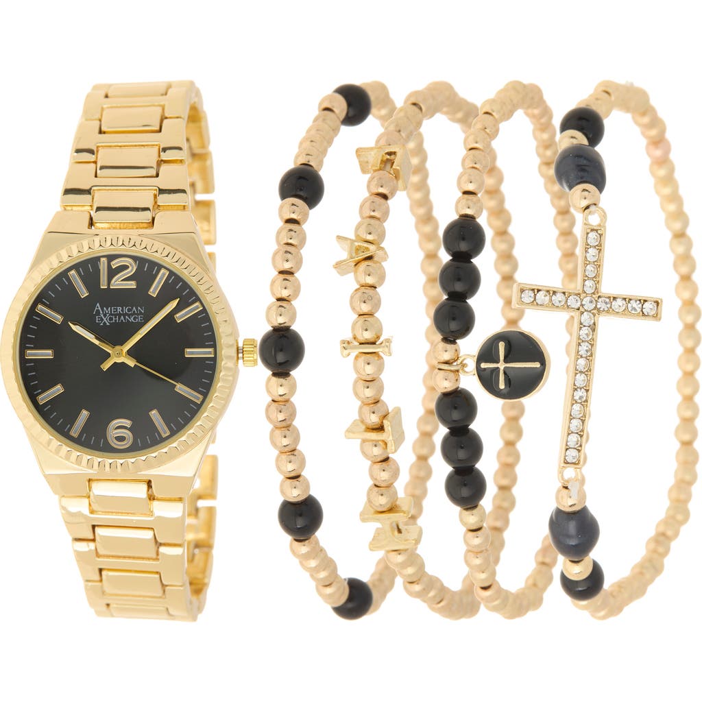 American Exchange Bracelet Watch & Assorted Bracelets Set, 38mm In Gold