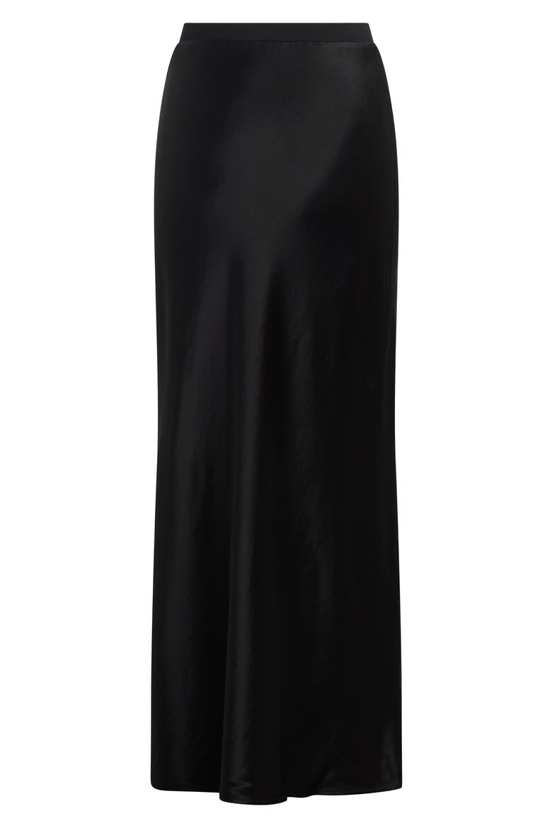 The Josie Satin Skirt, Alternate, color, BLACK