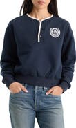 Good American The Brushed Fleece Henley Sweatshirt