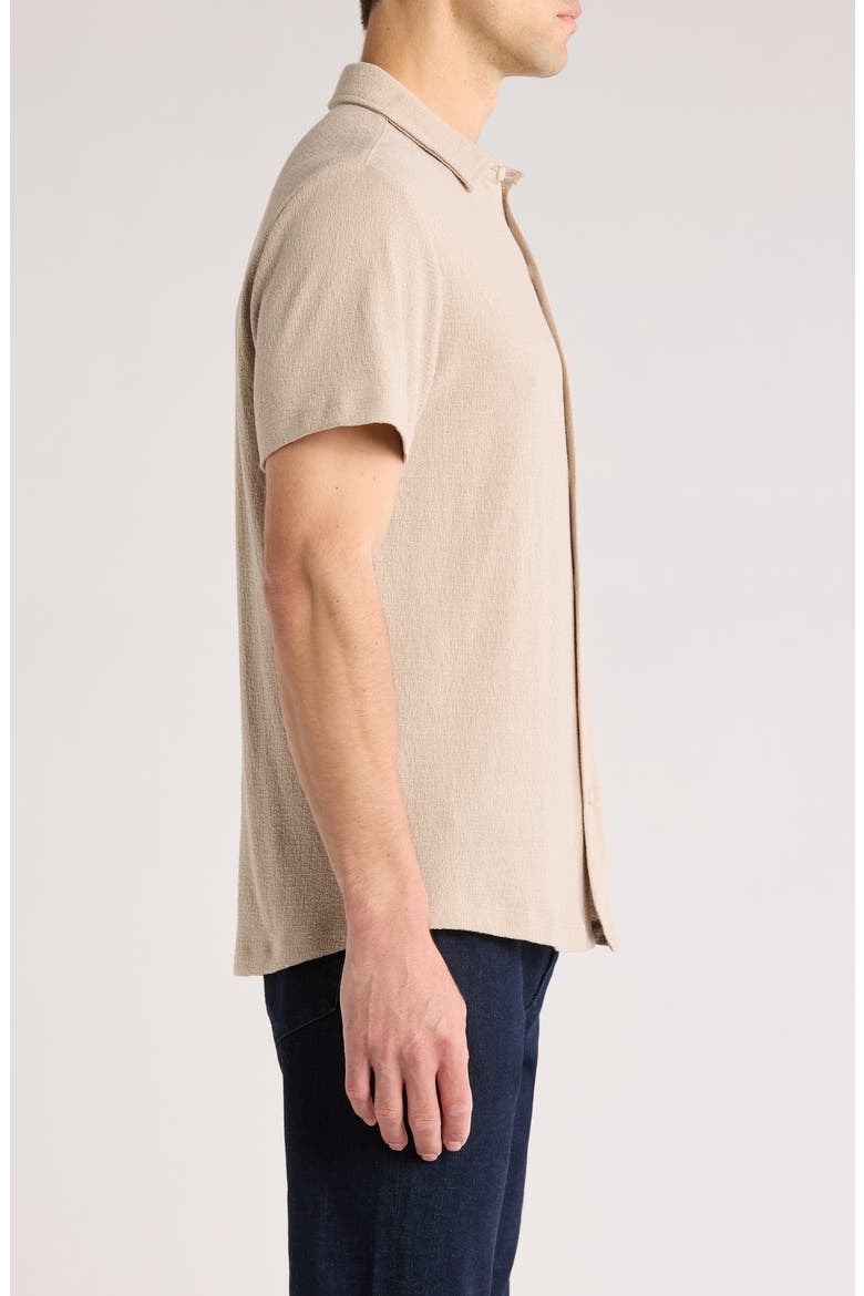 Newman Short Sleeve Knit Button-Up Shirt, Alternate, color, TAN