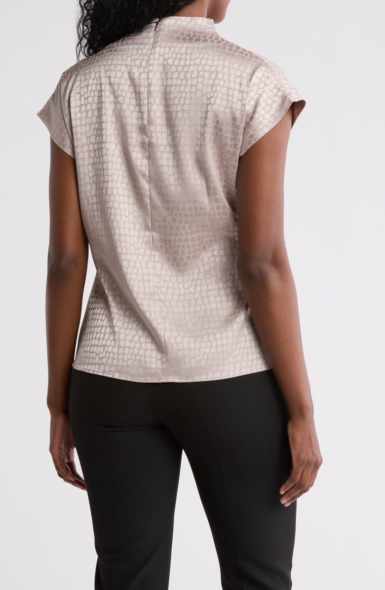 Calvin Klein Textured Cap Sleeve Tie Waist Top, Alternate, color, Soft Taupe/ Soft Taupe