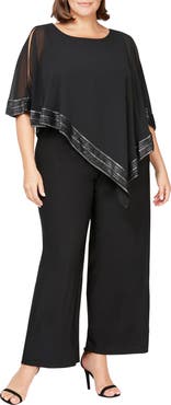 SL FASHIONS Foil Trim Asymmetric Popover Jumpsuit
