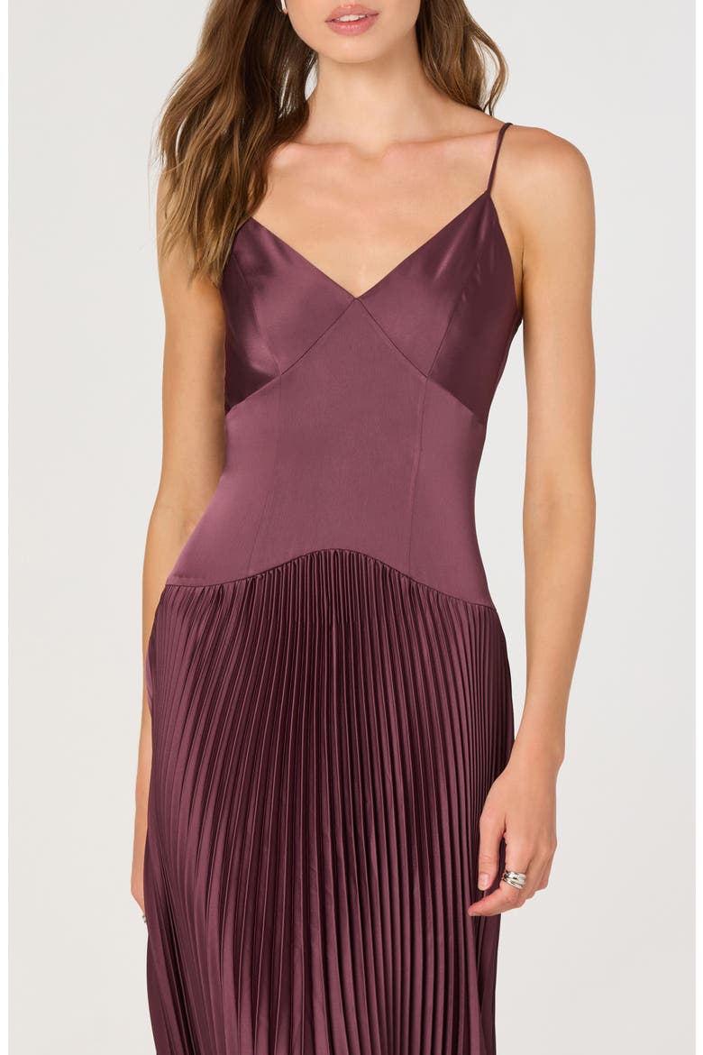 Pleated Drop Waist Dress, Alternate, color, EGGPLANT