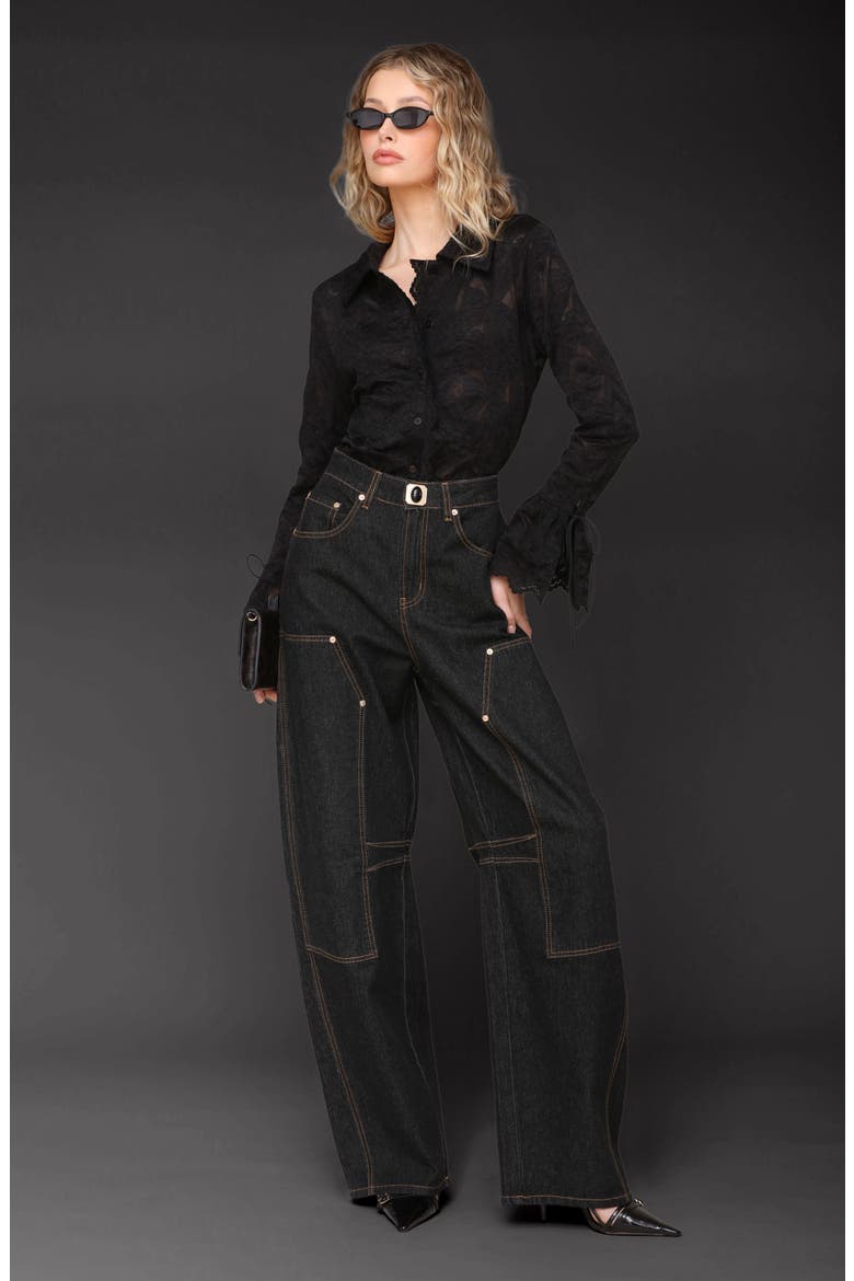 Barre Barrel Hem Jeans, Alternate, color, EBONY RINSE