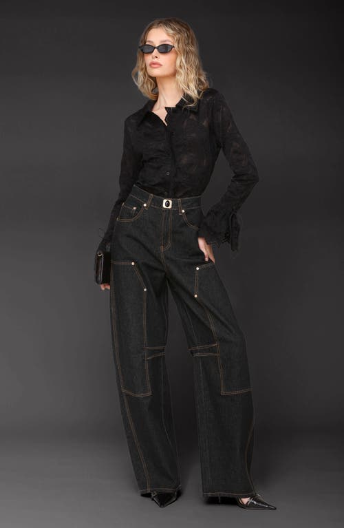 Avec Les Filles Barre Barrel Hem Jeans In Gray