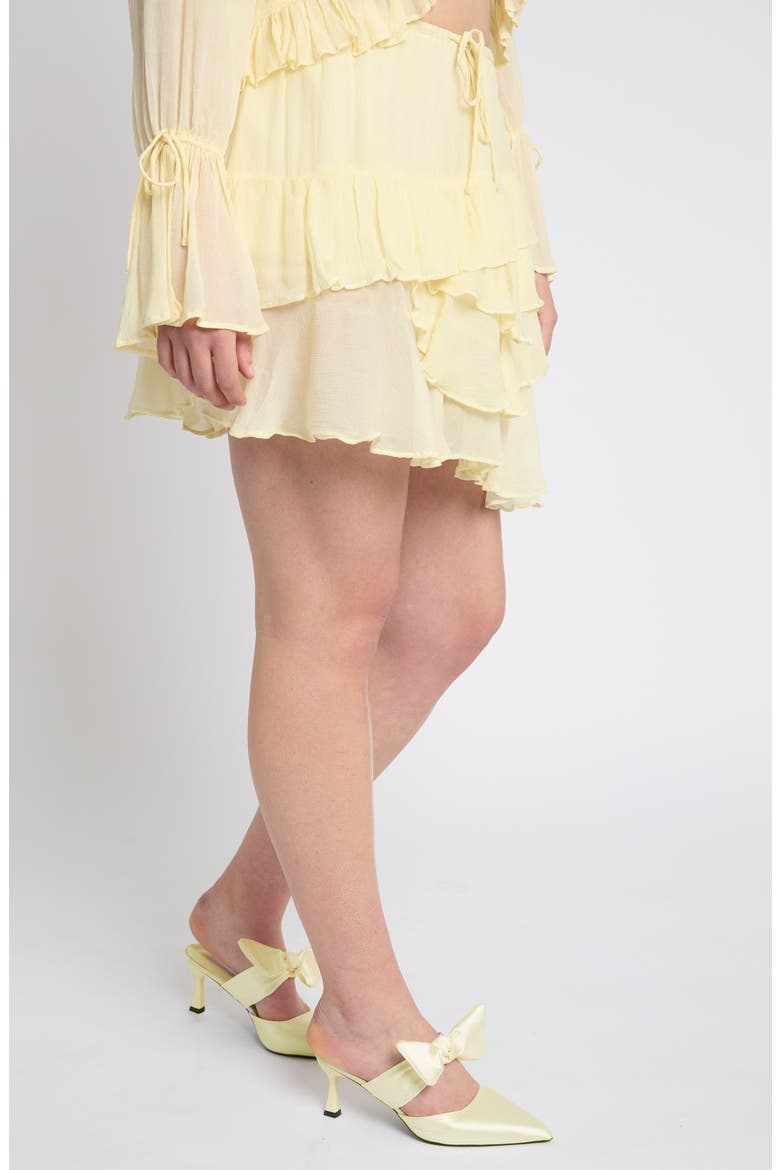 Tiered Ruffle Miniskirt, Alternate, color, LEMON
