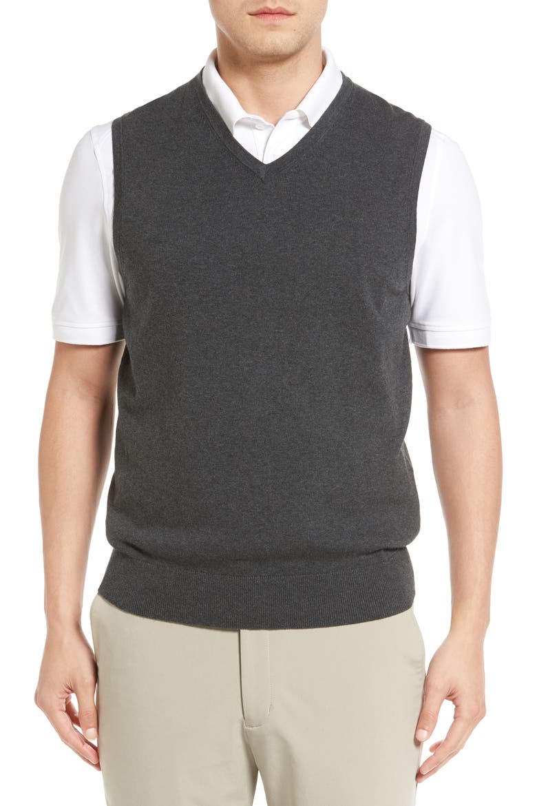 Lakemont V-Neck Sweater Vest, Main, color, CHARCOAL HEATHER