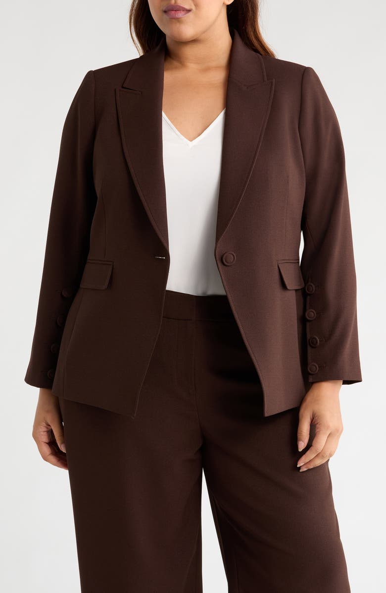 Tahari ASL One-Button Blazer, Main, color, Espresso