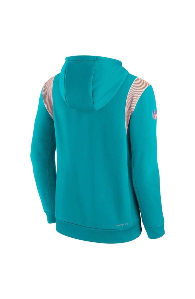 Nike Men's Nike Aqua Miami Dolphins Sideline Athletic Stack Performance Pullover Hoodie, Alternate, color,