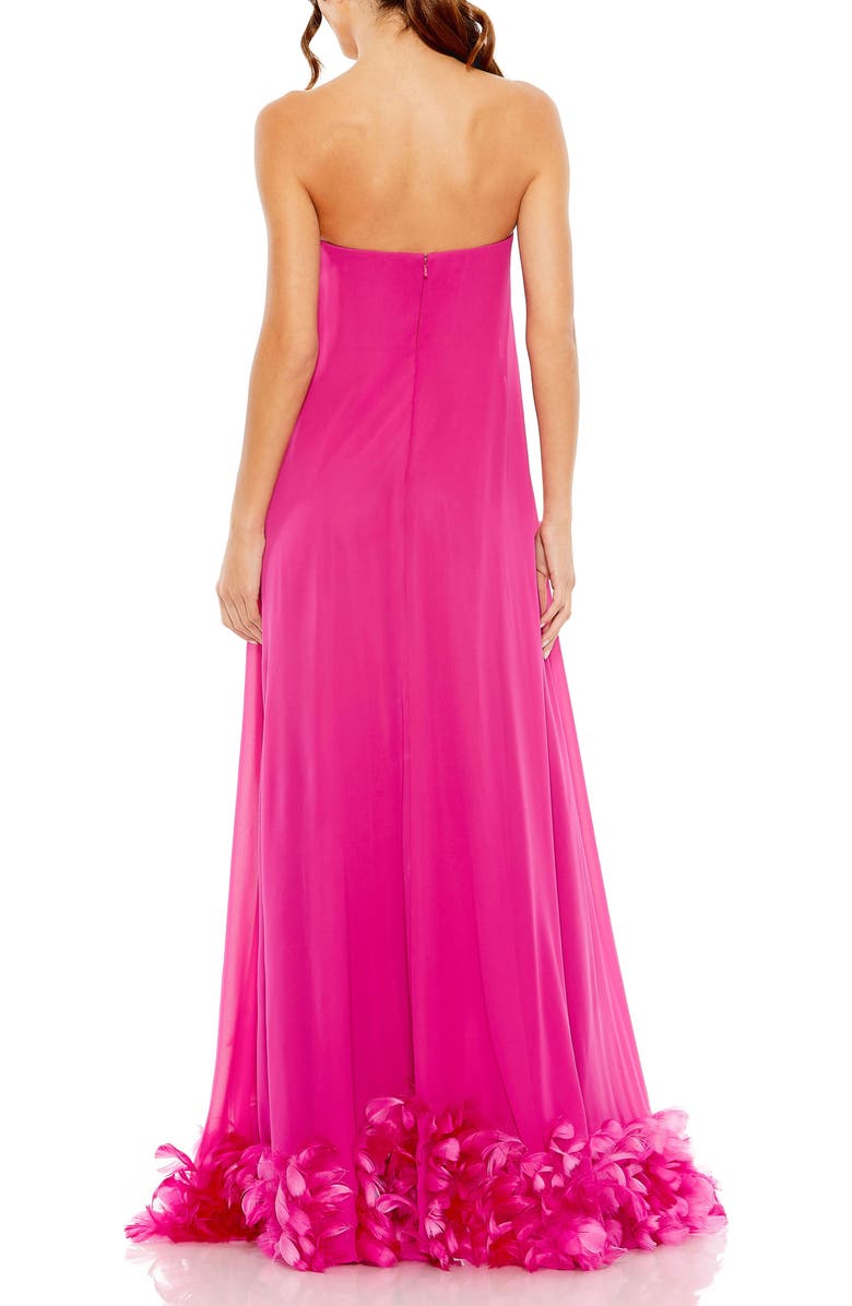 Mac Duggal Strapless Flare Feather Hem Gown, Alternate, color, Fuchsia