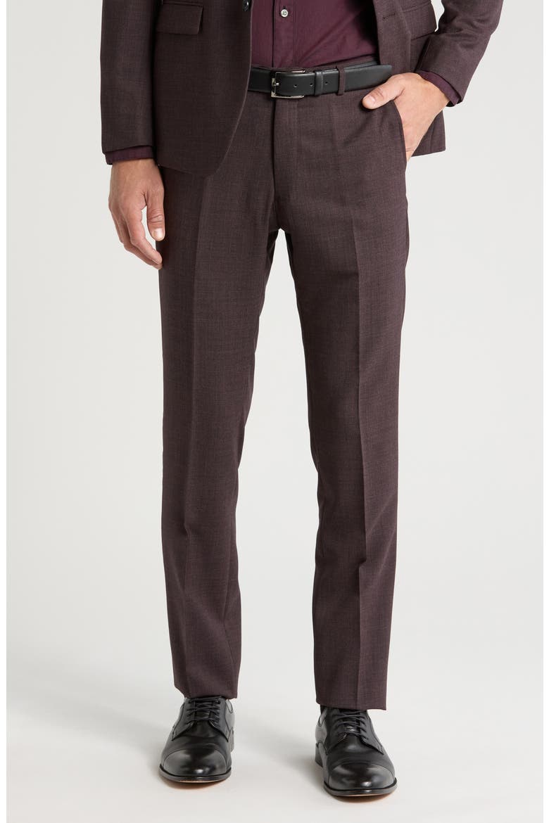 Micro Wool Blend Pants, Main, color, BURGUNDY