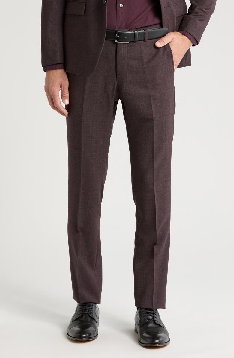 John Varvatos Star USA Micro Wool Blend Pants, Main, color, Burgundy