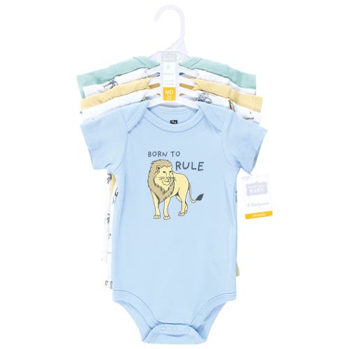 Hudson Baby Essential Cotton Bodysuits 5-piece Set In Blue
