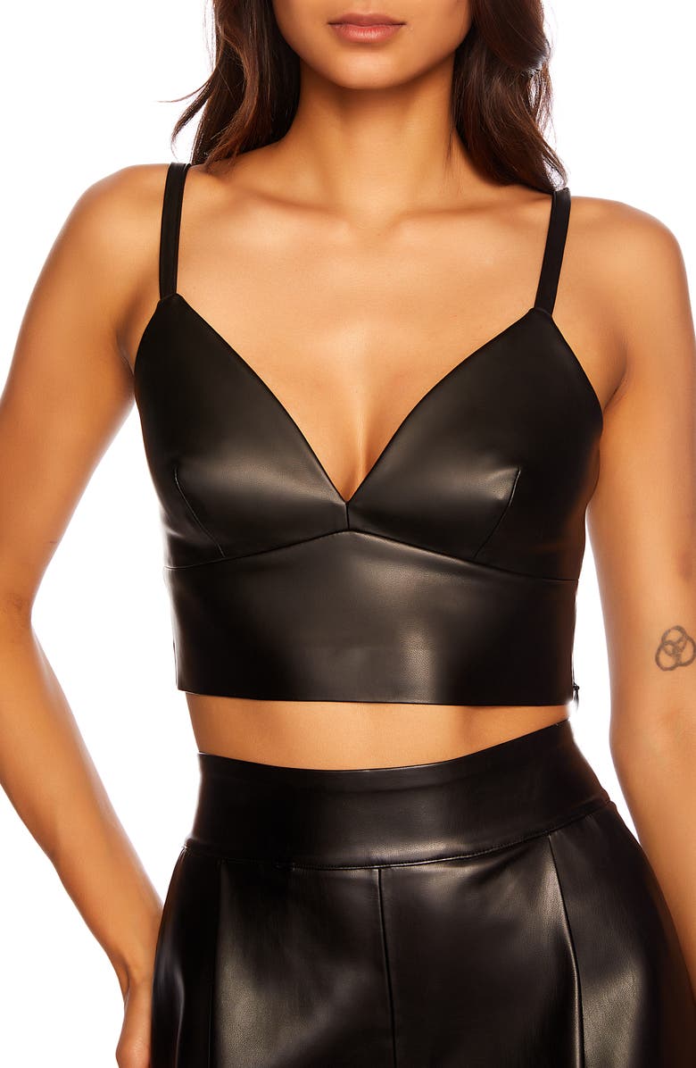 Susana Monaco Faux Leather Bralette Top, Main, color, 