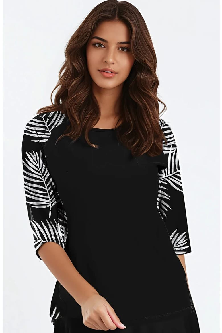 Loose Fit Margaux Swim Top, Main, color, Black/Black Palms