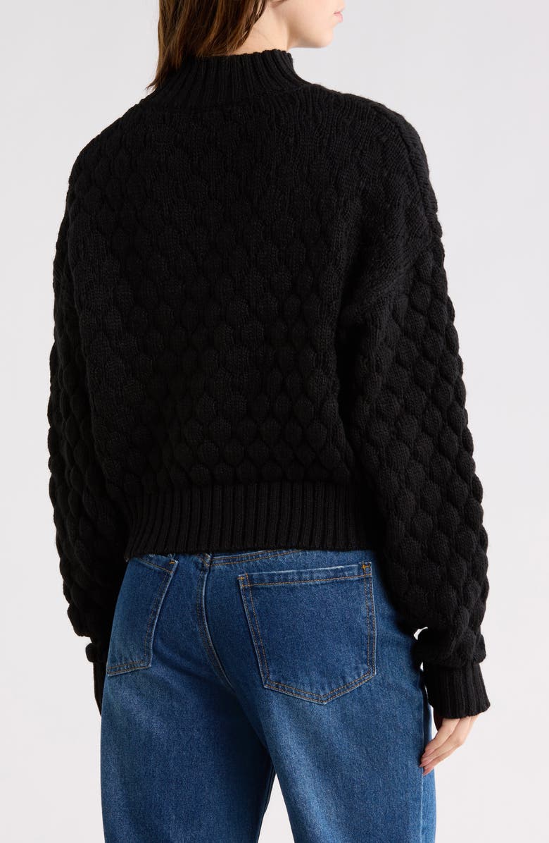 Elodie Bubble Knit Crop Sweater, Alternate, color, Black