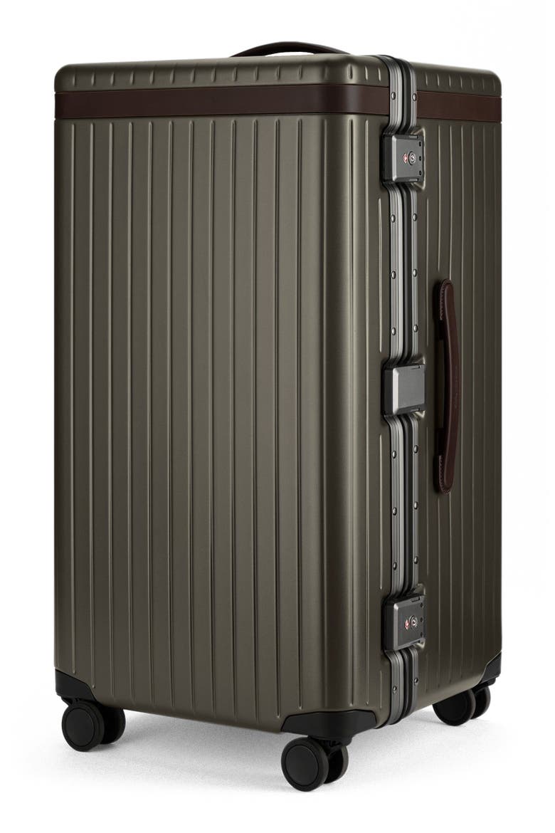 The Trunk Suitcase, Alternate, color, Dark Olive / Chocolate