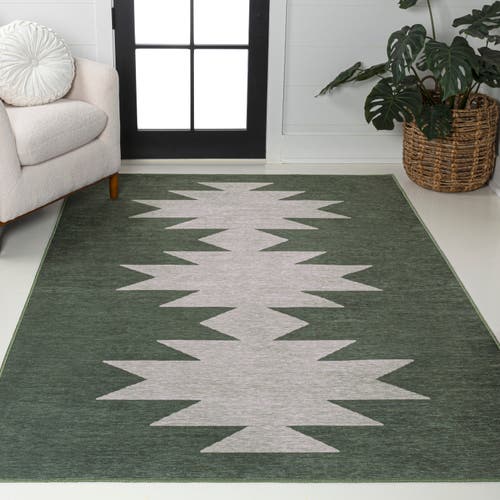 Jonathan Y Chayton Minimalist Geometric Machine-washable Area Rug In Green