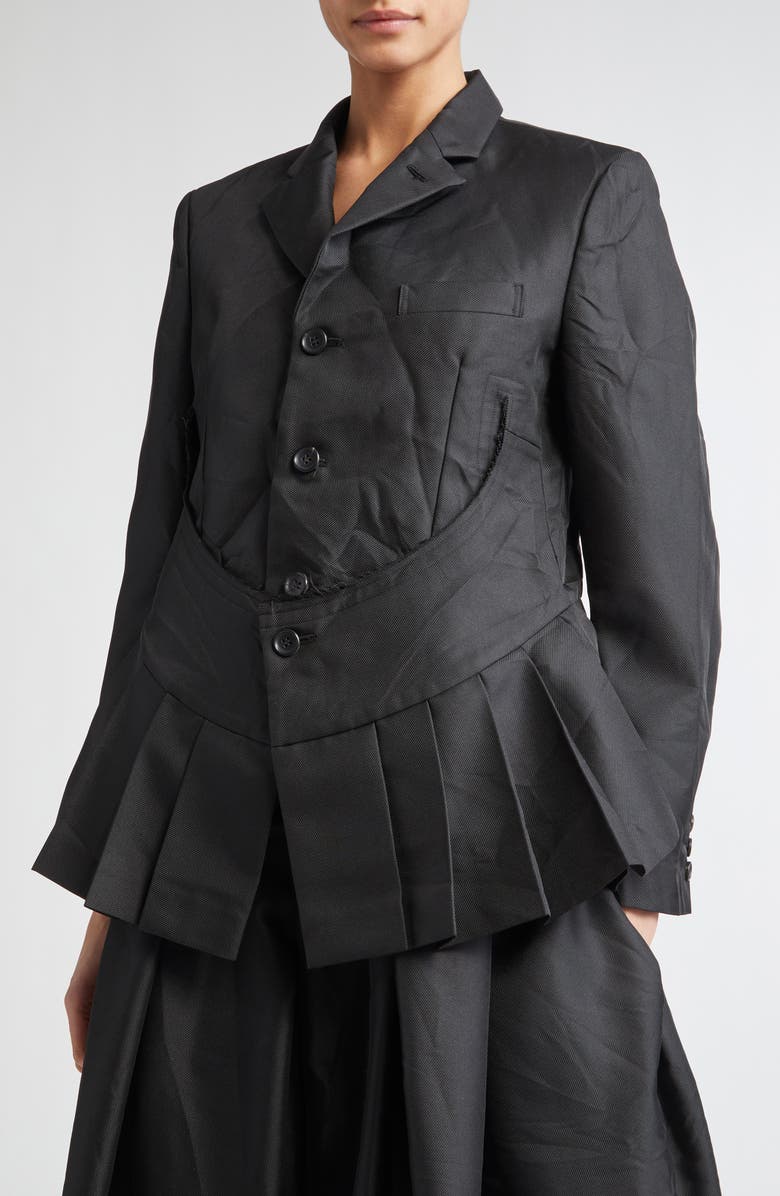 Comme des Garçons Comme des Garçons Pleated Single Breasted Gabardine Blazer, Alternate, color, 