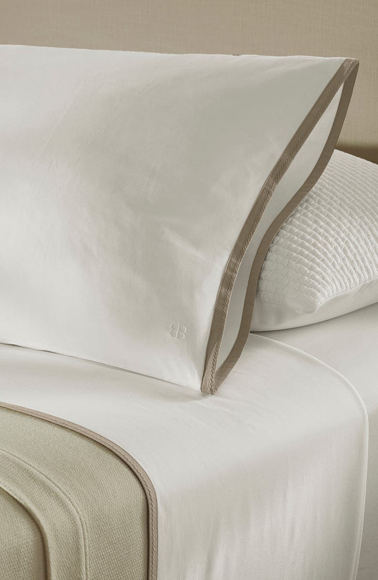 Boll & Branch Framed Percale Pillowcases, Alternate, color, White/ Oak