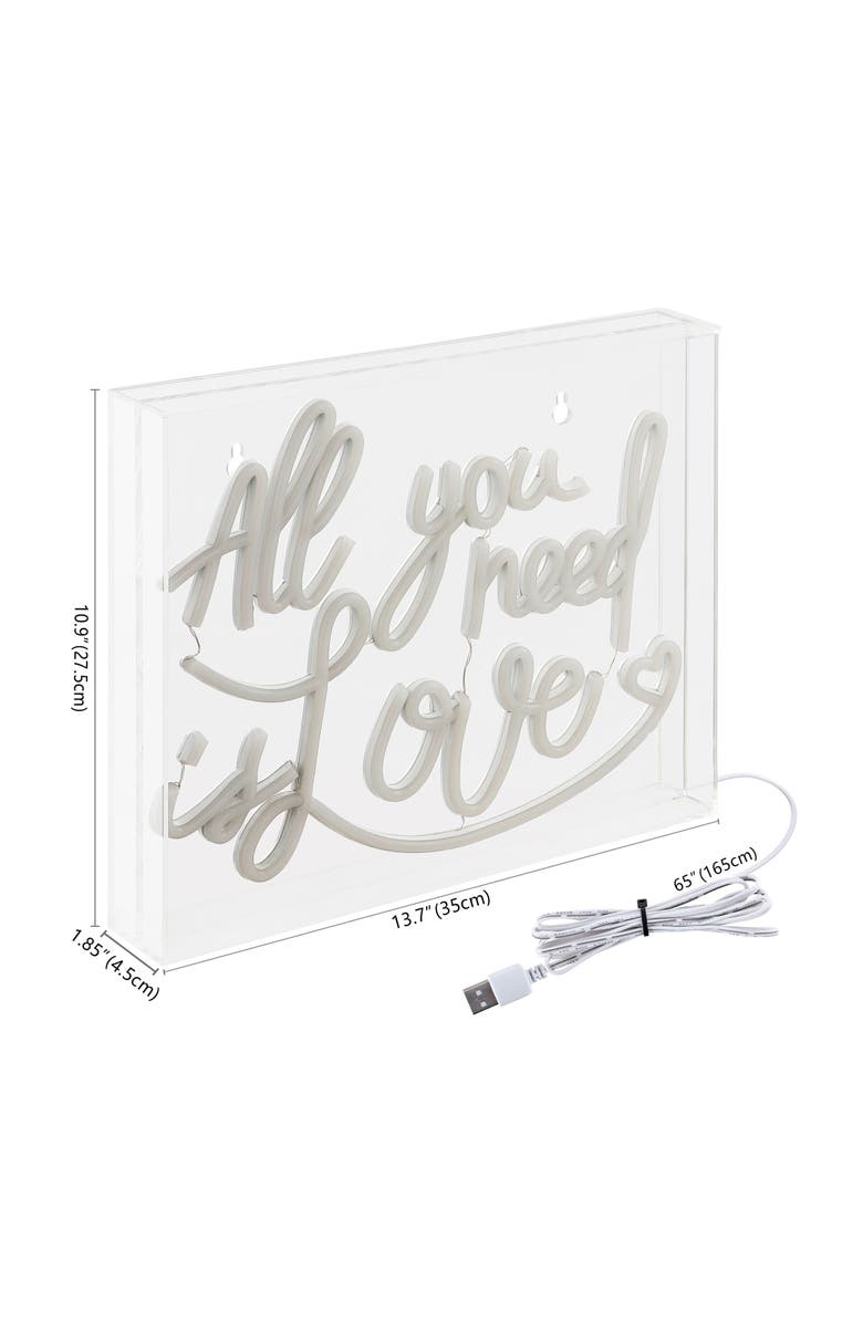 JONATHAN Y All Contemporary Glam Acrylic Box USB Operated LED Neon Light, Main, color, Pink