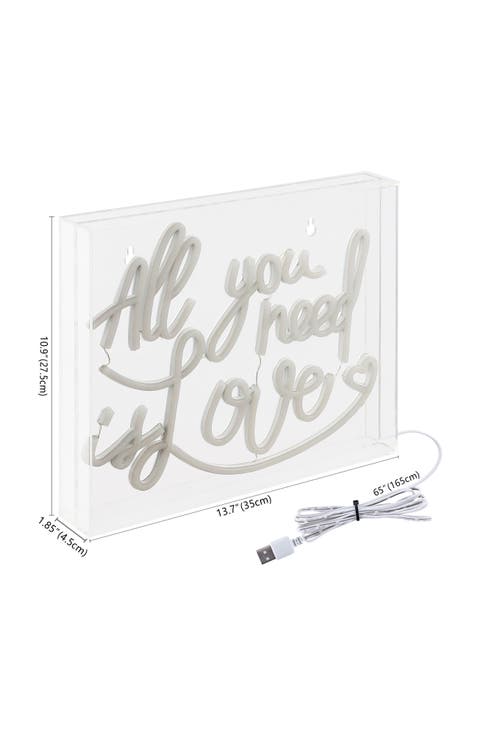 All Contemporary Glam Acrylic Box USB Operated LED Neon Light