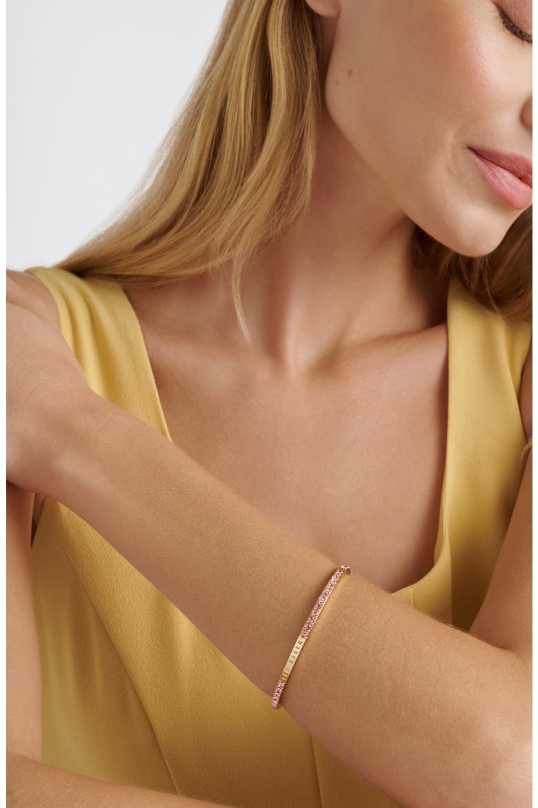 Claudia Narrow Crystal Hinge Bracelet, Alternate, color, GOLD/ PINK