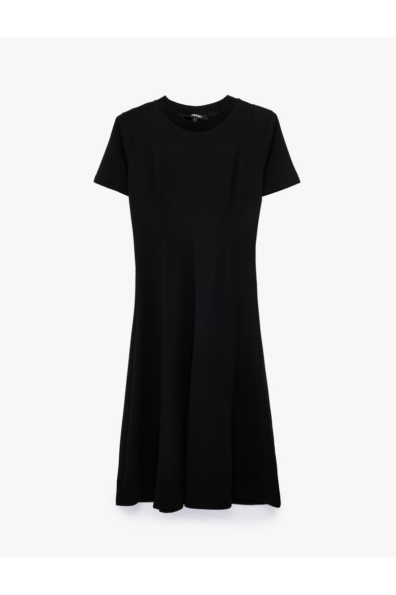 Short Sleeve Crew Neck Flare Dress, Alternate, color, BLACK