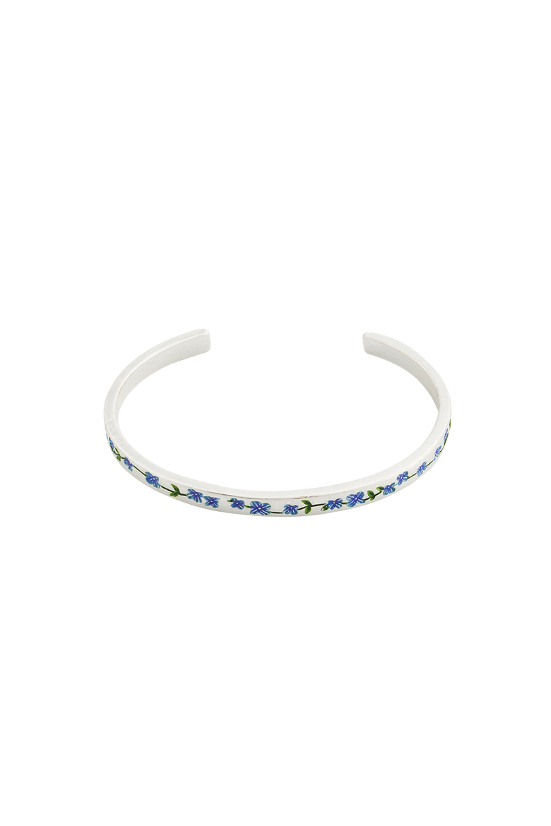 Forget Me Not Silver Bangle, Alternate, color, Silver