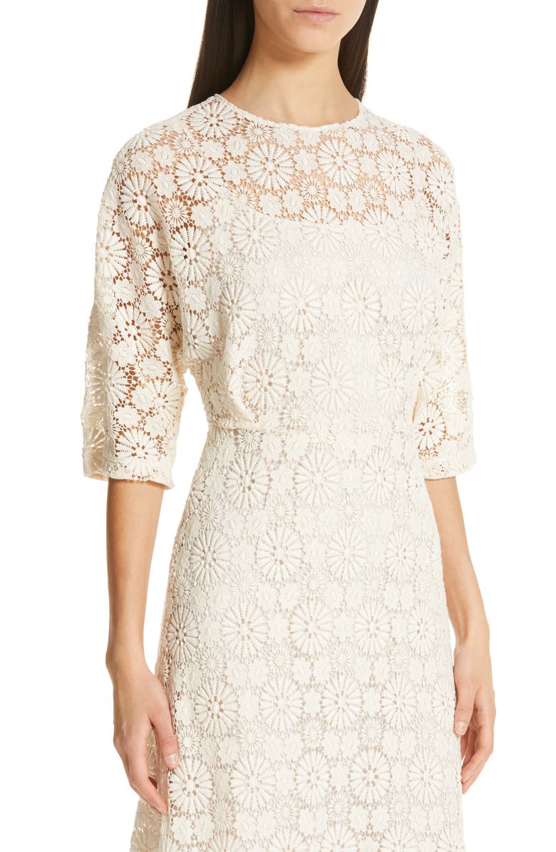Mansur Gavriel Guipure Lace Long Sheath Dress, Alternate, color, 