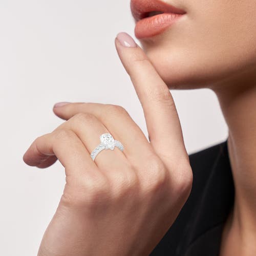 Luvmyjewelry Iris 14k Gold Pear Shaped Lab Grown Diamond Hidden Halo Ring In 14k White Gold