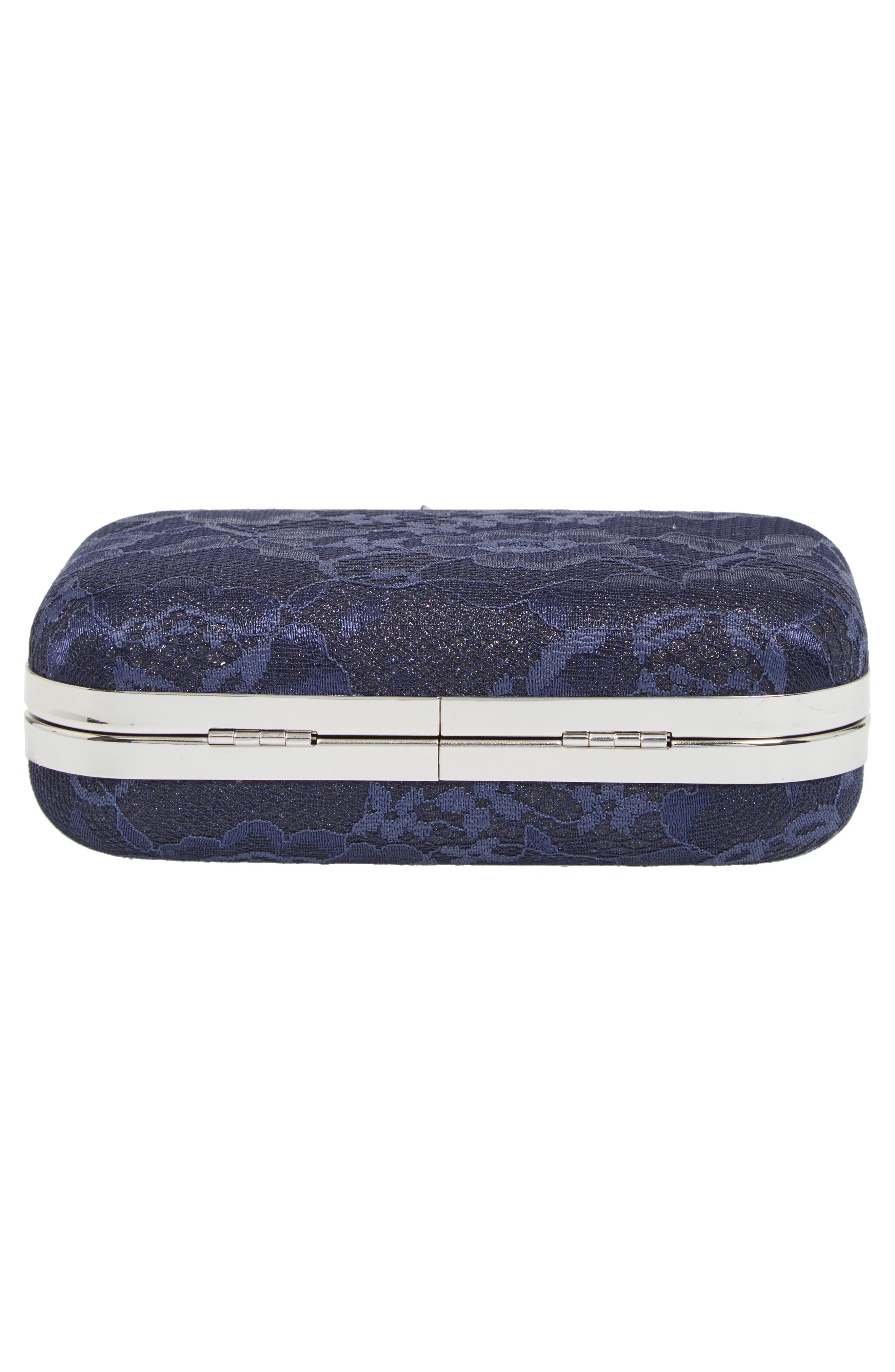 Glint Crystal Flower Clasp Lace Minaudière, Alternate, color, 