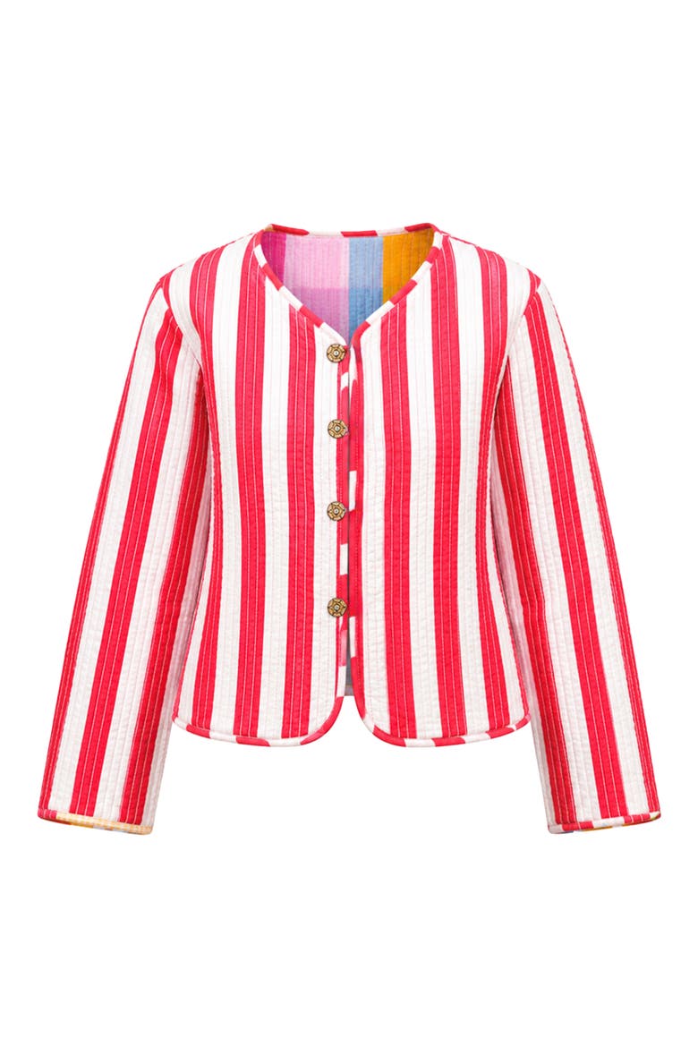 Collar Reversible Cotton Quilted Jacket, Alternate, color, Multi