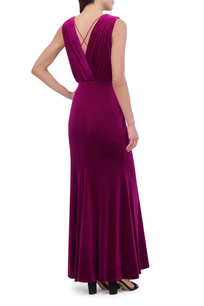 Sleevless Velvet Trumpet Gown, Alternate, color, FUCHSIA