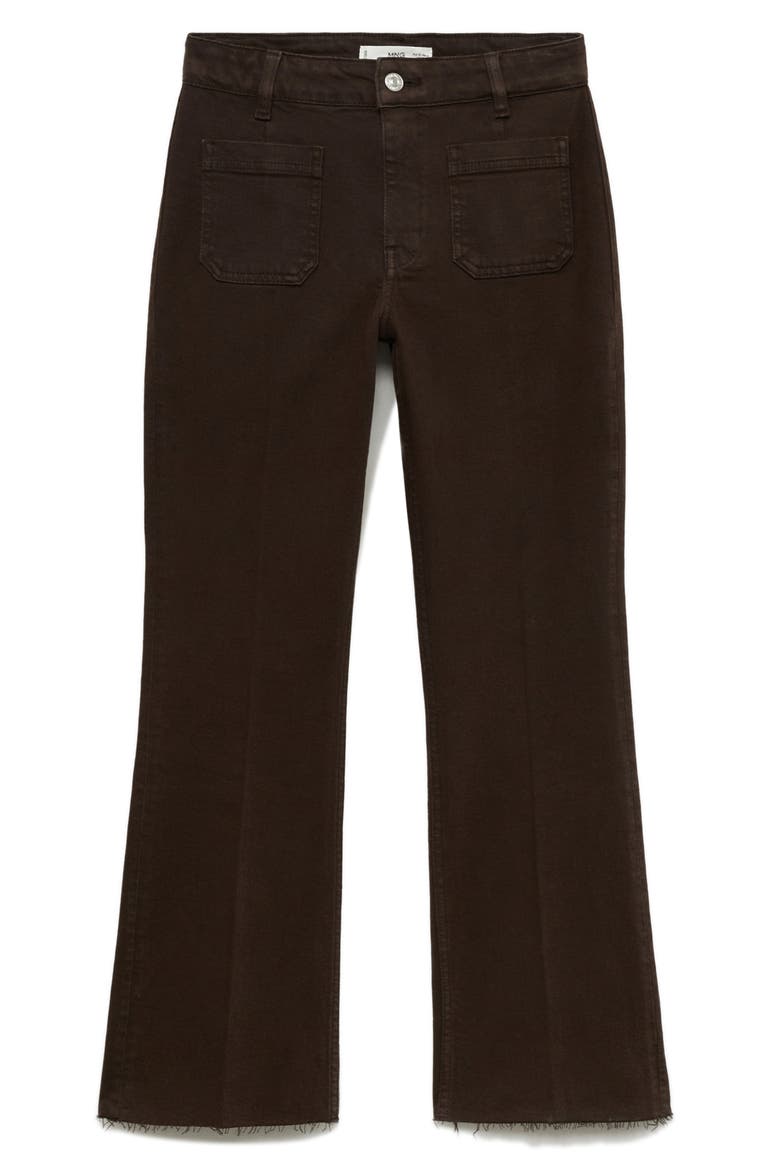Patch Pocket Raw Hem Crop Flare Jeans, Alternate, color, CHOCOLATE
