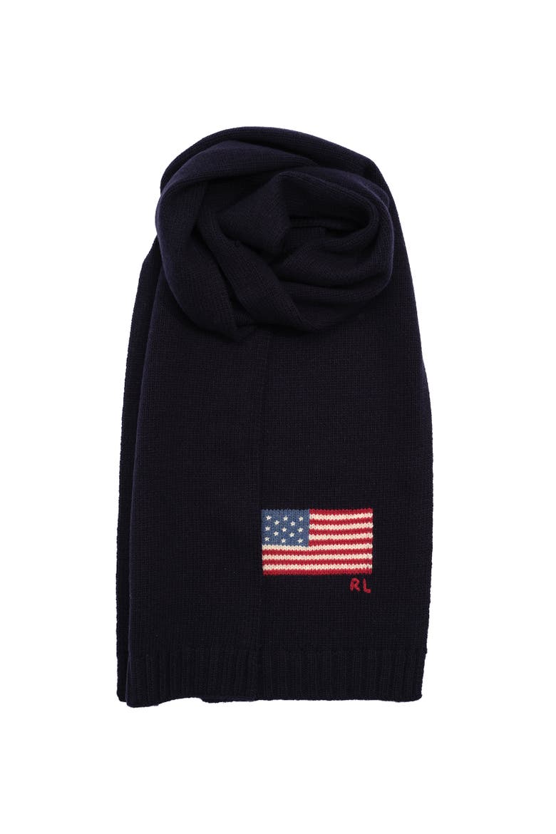 Rl Flag Scarf, Main, color, Collection Navy