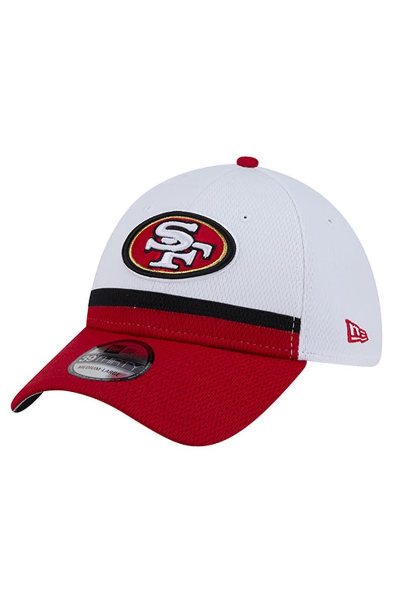 New Era Men's New Era  White/Scarlet San Francisco 49ers Dashmark Rays 39THIRTY Flex Hat, Main, color, White