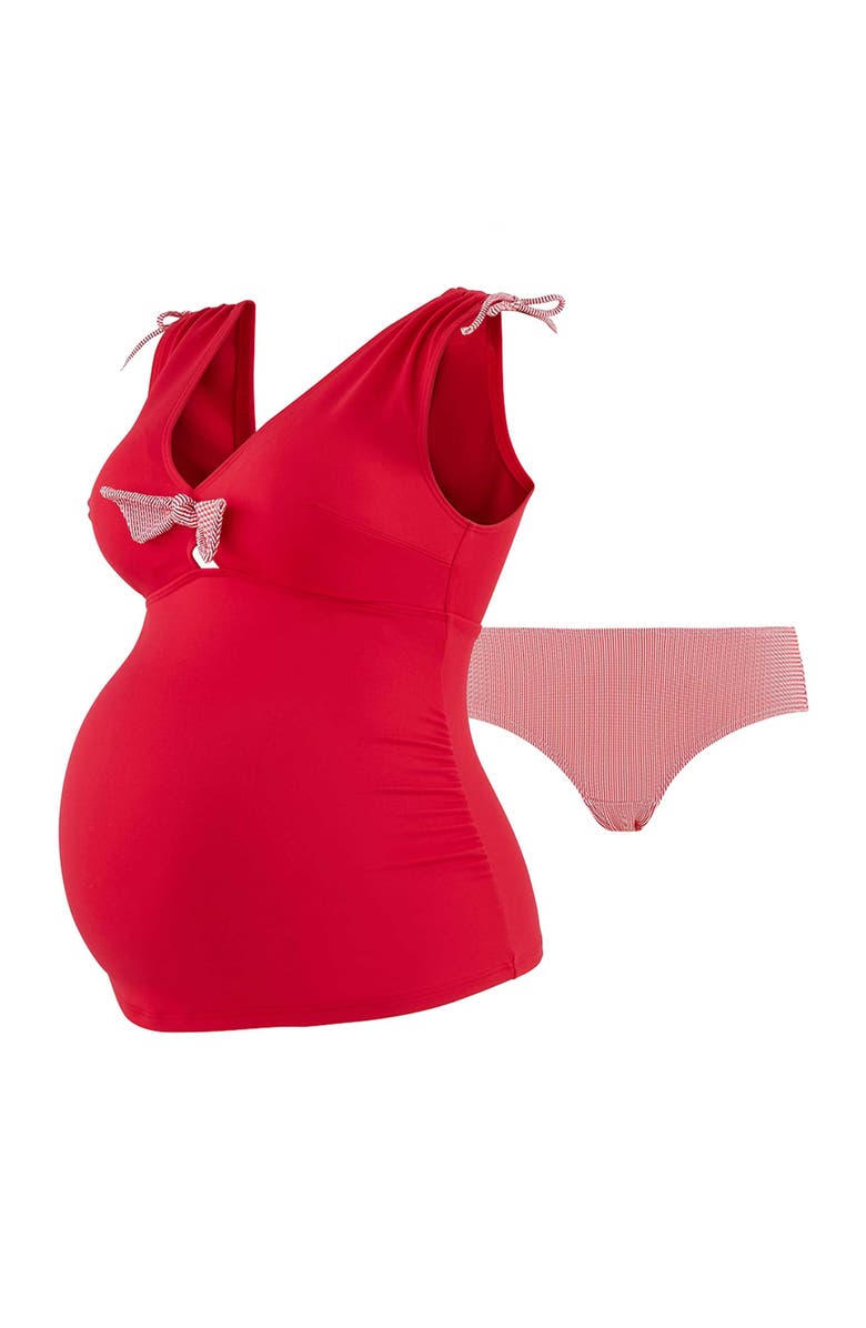 Cache Coeur St-Tropez Maternity tankini, Alternate, color, Red