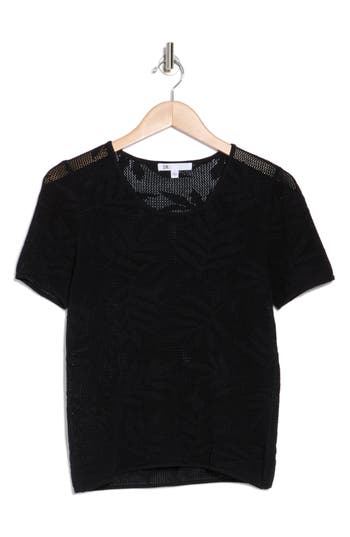 Daniel Rainn Cotton Jacquard Short Sleeve Sweater