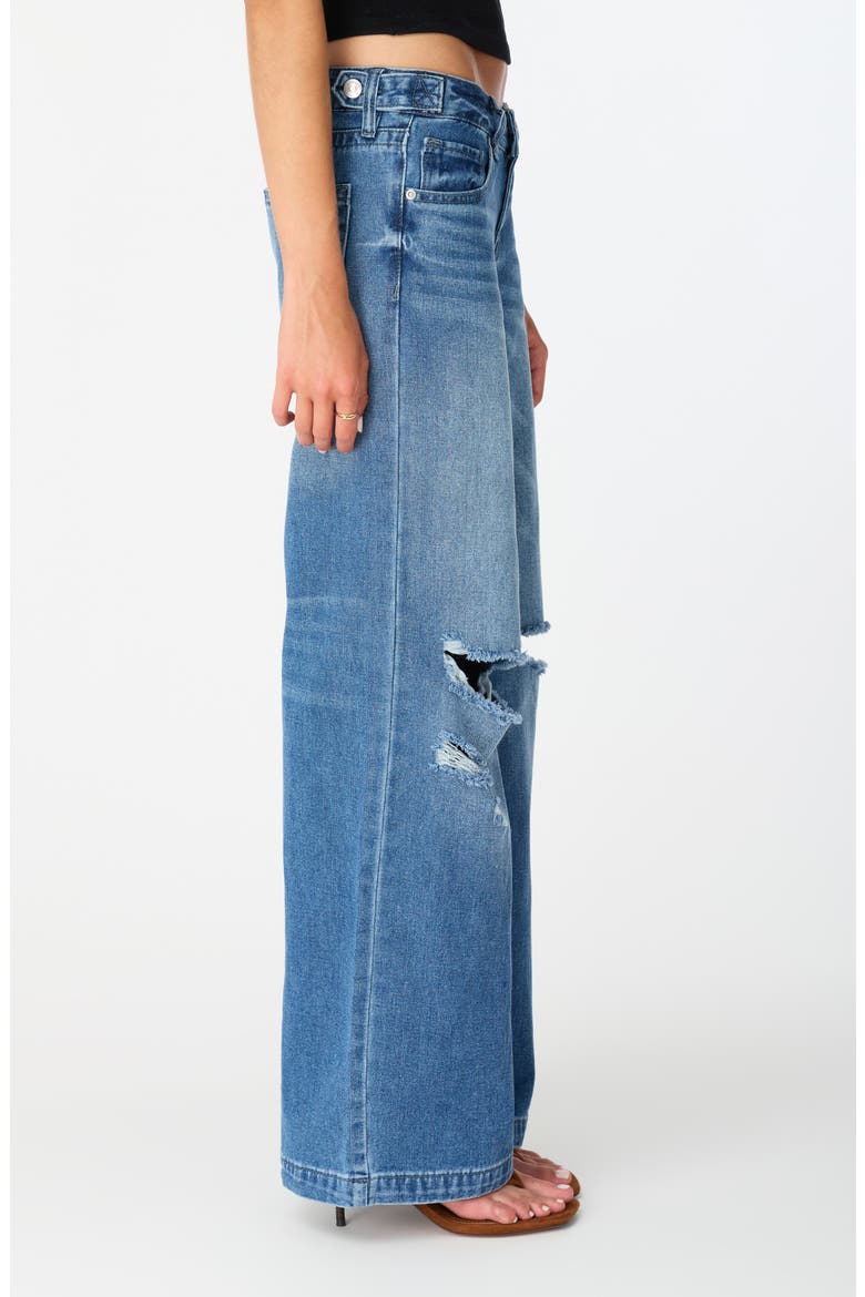 Ripped Low Rise Wide Leg Jeans, Alternate, color, MED/DARK WASH