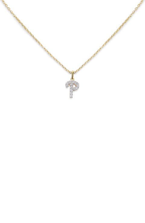 Lab Created Diamond Initial Pendant Necklace