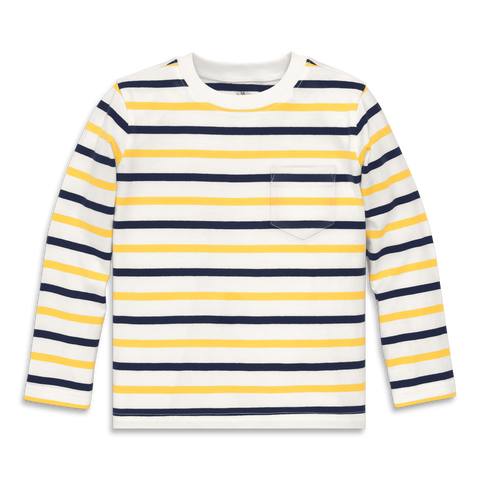 Kids Long Sleeve Pocket Tee In Varsity Stripe