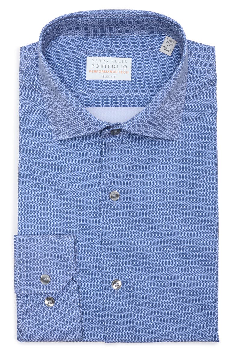 Performance Tech Slim Fit Dress Shirt, Alternate, color, DARK NAVY