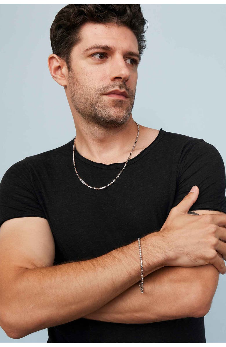 Oradina Sterling Silver Modern Cube Link Bracelet, Alternate, color, Sterling Silver