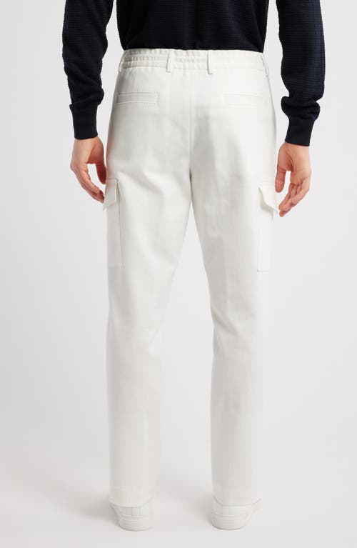 Hugo Boss Boss Pagol Stretch Cotton Drawstring Pants In Open White