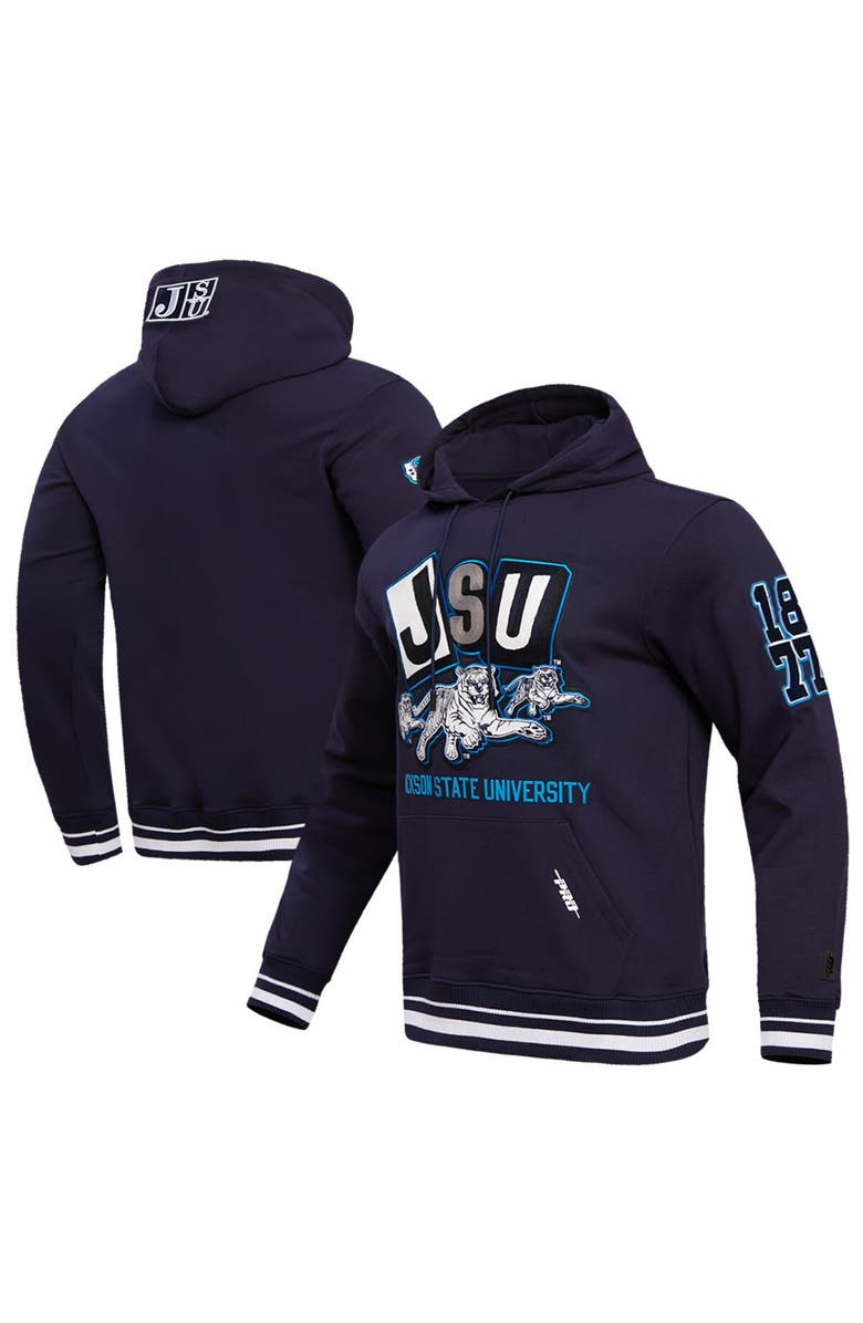 PRO STANDARD Men's Pro Standard Navy Jackson State Tigers Homecoming Ribbed Fleece Pullover Hoodie, Main, color, 
