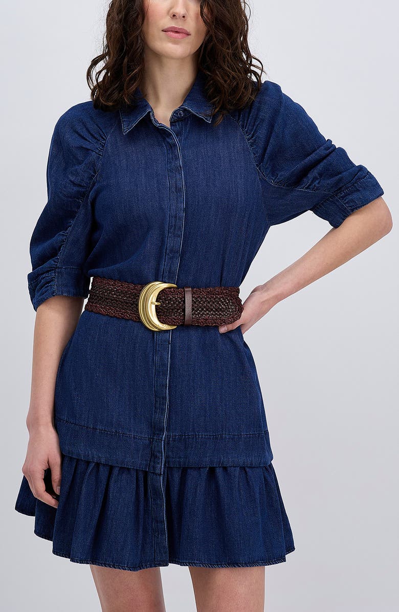 Sam Edelman Woven Leather & Raffia Wide Belt, Alternate, color,