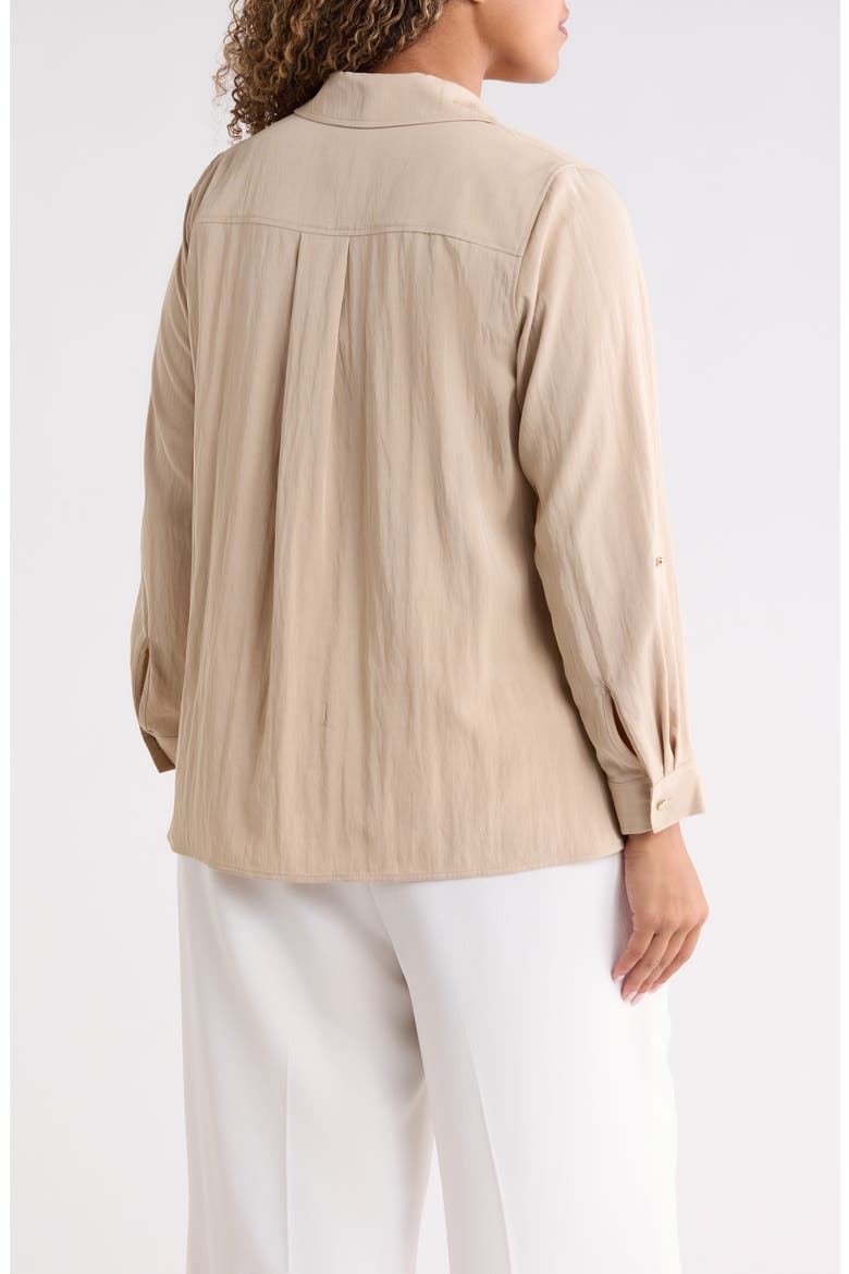 Half Zip Roll Tab Sleeve Top, Alternate, color, SAFARI